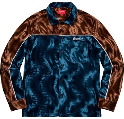 Supreme Velvet Swirl Work Shirt Navy Brown Buy Supreme Velvet Swirl Work Shirt Navy Brown
