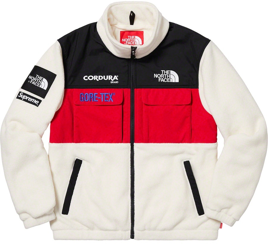 Supreme x The North Face Expedition Fleece Jacket White Red - Novelship