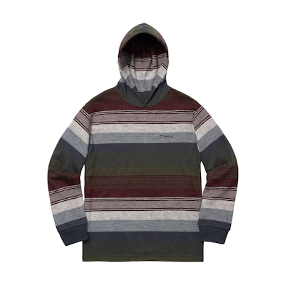 Supreme Knit Stripe Hooded LS Top Navy