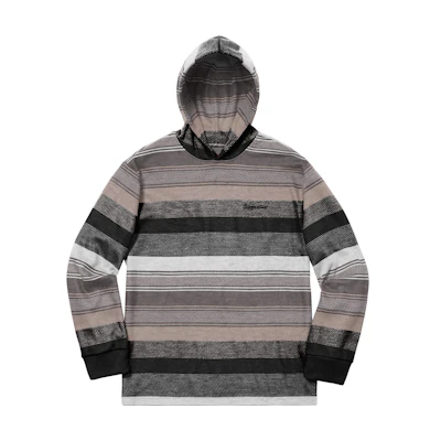 Supreme Knit Stripe Hooded LS Top Black