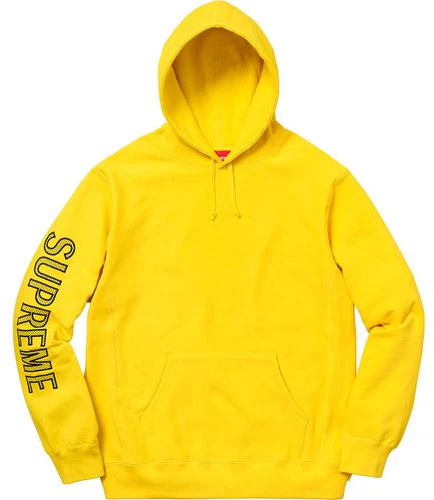 supreme-sleeve-embroidery-hooded-sweatshirt-yellow