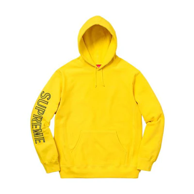 Supreme Sleeve Embroidery Hoodie Yellow