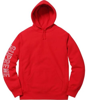 Supreme Sleeve Embroidery Hooded Sweatshirt Red Buy Supreme Sleeve Embroidery Hooded Sweatshirt Red