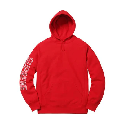 Supreme Sleeve Embroidery Hooded Sweatshirt Red