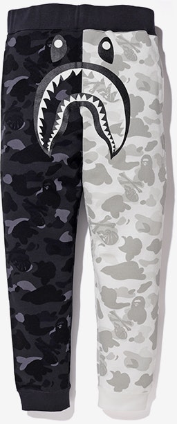 bape-neighborhood-split-camo-shark-sweatpants-black-white