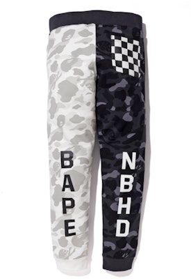 BAPE x NEIGHBORHOOD Split Camo Shark Sweatpants Black White Order BAPE x NEIGHBORHOOD Split Camo Shark Sweatpants Black White