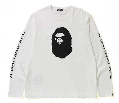 BAPE Mad Face LS Tee White Buy BAPE Mad Face LS Tee White