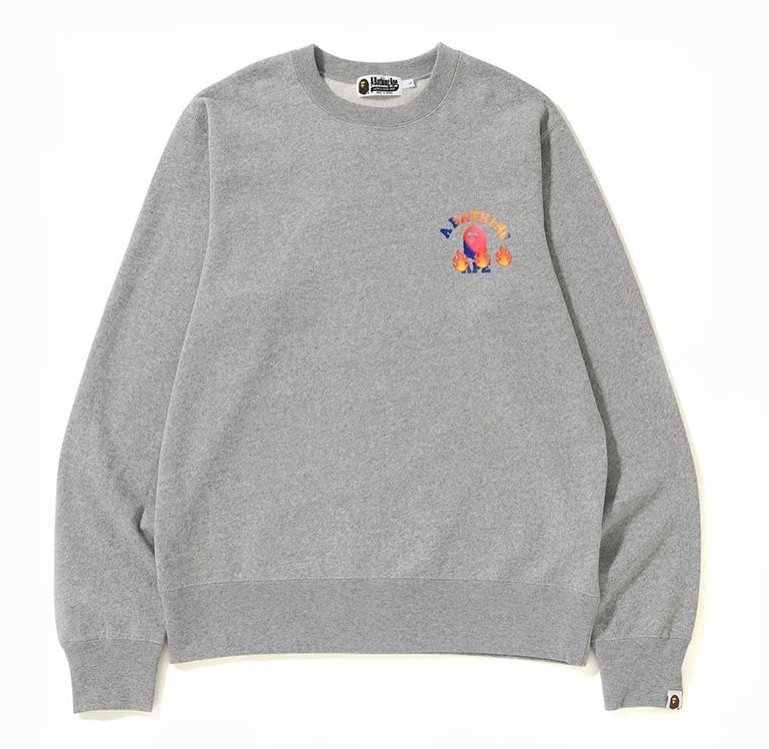 BAPE College Emoji Crewneck Grey