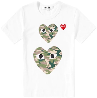 Comme des Garçons Play Twin Heart Tee White Camo Buy Comme des Garçons Play Twin Heart Tee White Camo