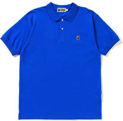 BAPE SIlicon Ape Head One Point Polo Blue Buy BAPE SIlicon Ape Head One Point Polo Blue