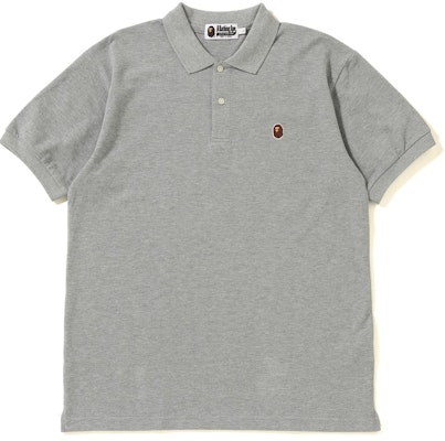 BAPE Silicon Ape Head One Point Polo Grey Buy BAPE Silicon Ape Head One Point Polo Grey
