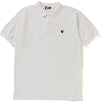 BAPE Silicon Ape Head One Point Polo White Buy BAPE Silicon Ape Head One Point Polo White