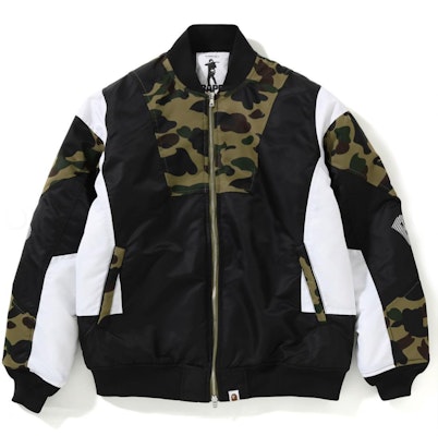 BAPE 1st Camo Color Block Padded Jacket Green Buy BAPE 1st Camo Color Block Padded Jacket Green