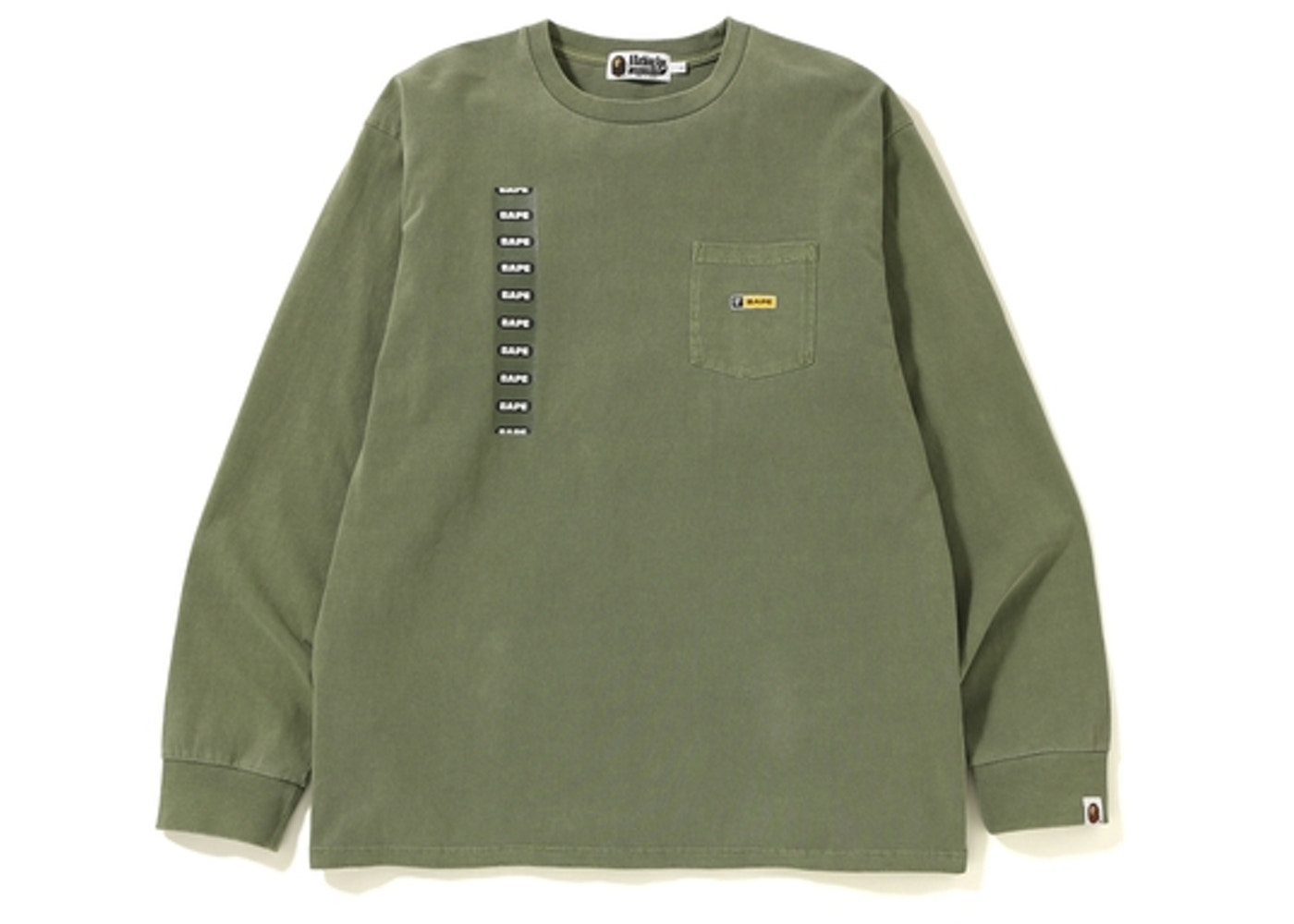 Buy BAPE Relaxed Pocket LS Tee Olive Drab