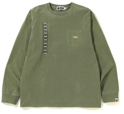 BAPE Relaxed Pocket LS Tee Olive Drab Buy BAPE Relaxed Pocket LS Tee Olive Drab
