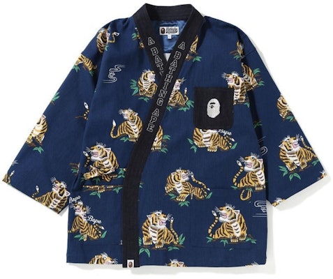BAPE Color Camo Tiger Pattern Kimono Shirt Navy Buy BAPE Color Camo Tiger Pattern Kimono Shirt Navy