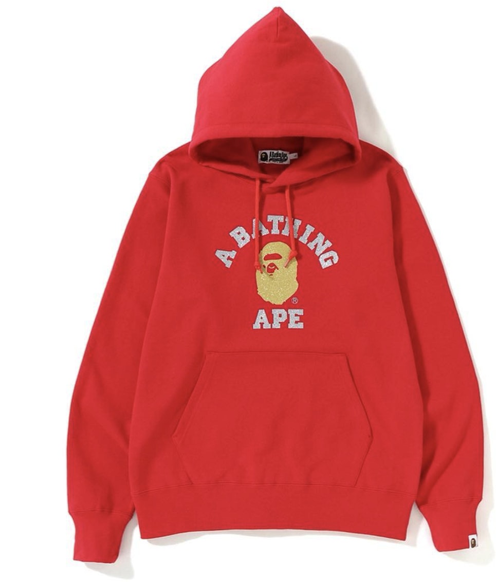 bape-glitter-college-pullover-hoodie-red