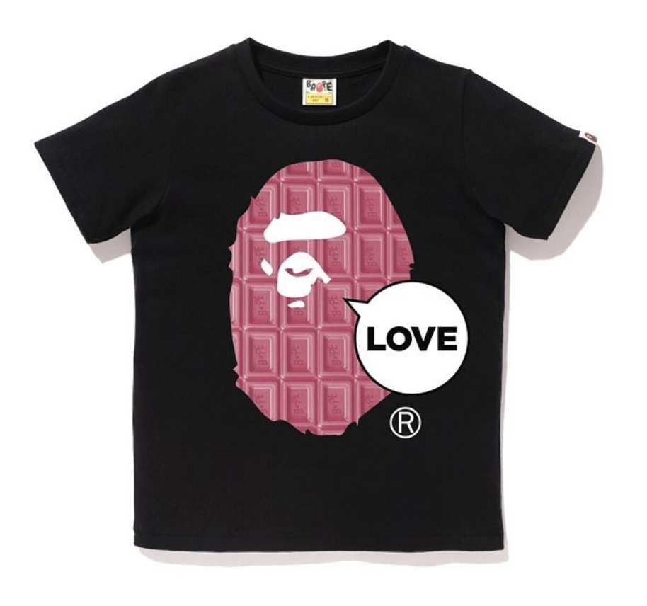 BAPE Valentine Chocolate Love Ape Head Tee Black (Ladies)
