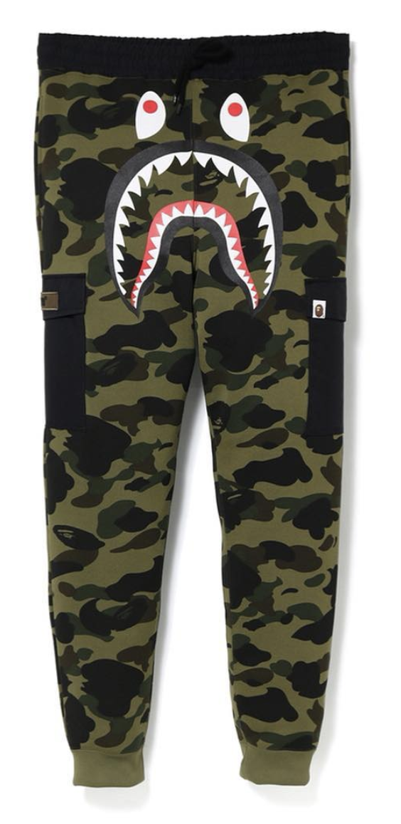 BAPE 1st Camo Shark Slim Sweat Cargo Pants Green