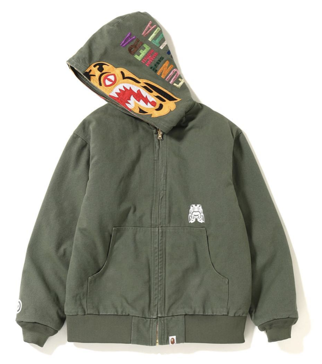 Buy BAPE Sudadera Chaqueta Tigre Trabajo Verde Oliva