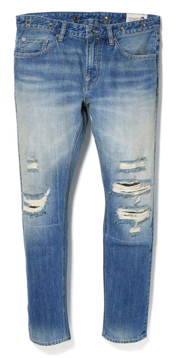 BAPE Slim BAPE Sta Damaged Denim Pants Indigo