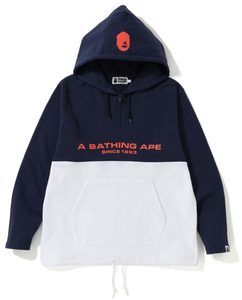 bape-half-zip-wide-pullover-hoodie-navy