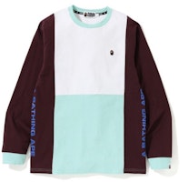 BAPE Color Block LS Tee Burgundy BAPE Color Block LS Tee Burgundy