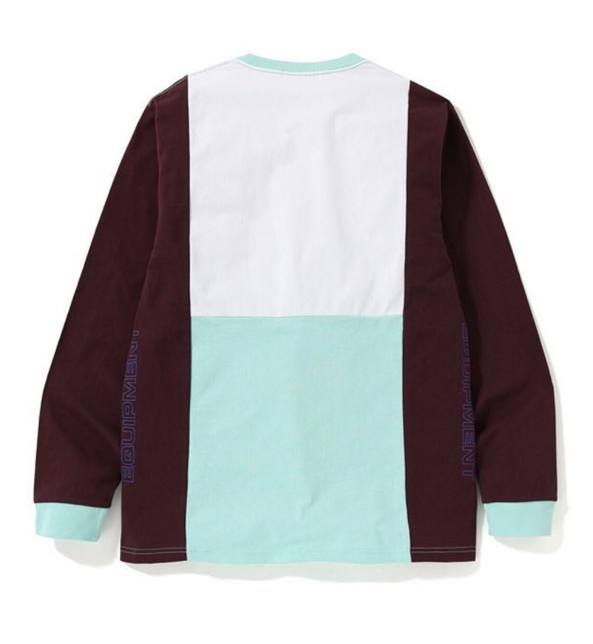 BAPE Color Block LS Tee Burgundy 圖 2