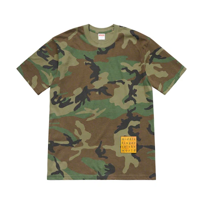 Supreme Middle Finger To The World Tee Woodland Camo