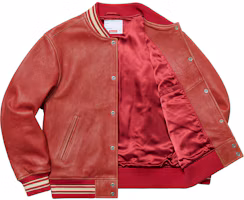 Order Supreme Leather Varsity Jacket Red