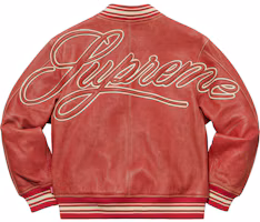 Lookbook Supreme Leather Varsity Jacket Red