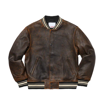 Supreme Leather Varsity Jacket Black