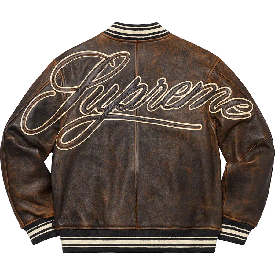 Supreme Leather Varsity Jacket Black - Novelship
