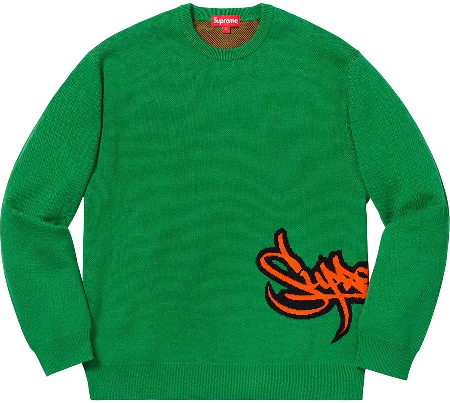 supreme-tag-logo-sweater-green