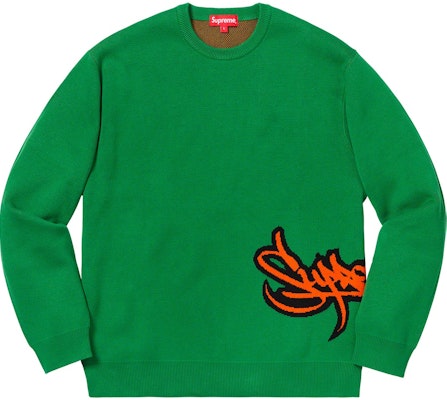 Supreme Tag Logo Sweater Green Buy Supreme Tag Logo Sweater Green