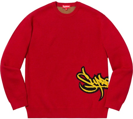 Supreme Tag Logo Sweater Red Buy Supreme Tag Logo Sweater Red