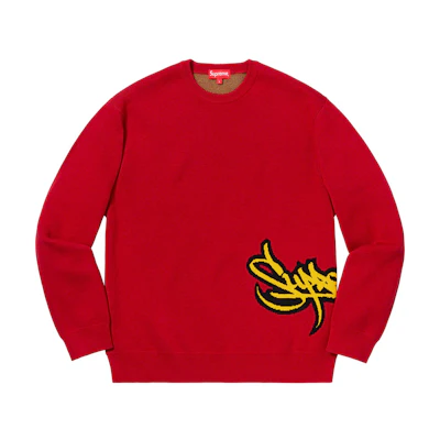 Supreme Tag Logo Sweater Red