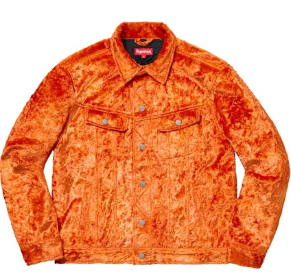 Supreme Fuzzy Pile Trucker Jacket Orange Buy Supreme Fuzzy Pile Trucker Jacket Orange