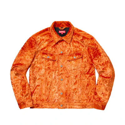 Supreme Fuzzy Pile Trucker Jacket Orange