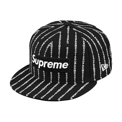 Supreme New Era Text Stripe Cap Black