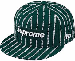 Supreme New Era Text Stripe Cap Dark Green Supreme New Era Text Stripe Cap Dark Green