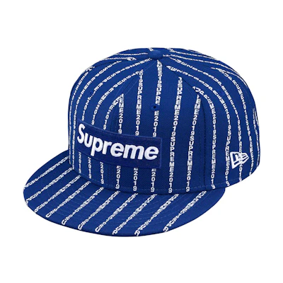 Supreme New Era Text Stripe Cap Royal