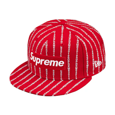 Supreme New Era Text Stripe Cap Red