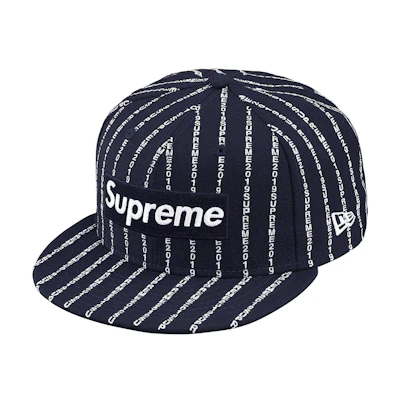 Supreme New Era Text Stripe Cap Navy