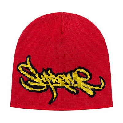 Supreme Tag Logo Beanie Red