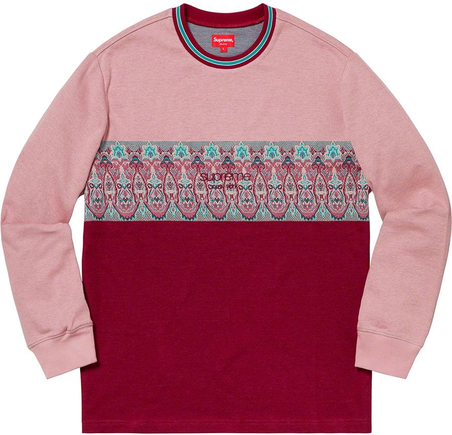supreme-paisley-stripe-ls-top-maroon