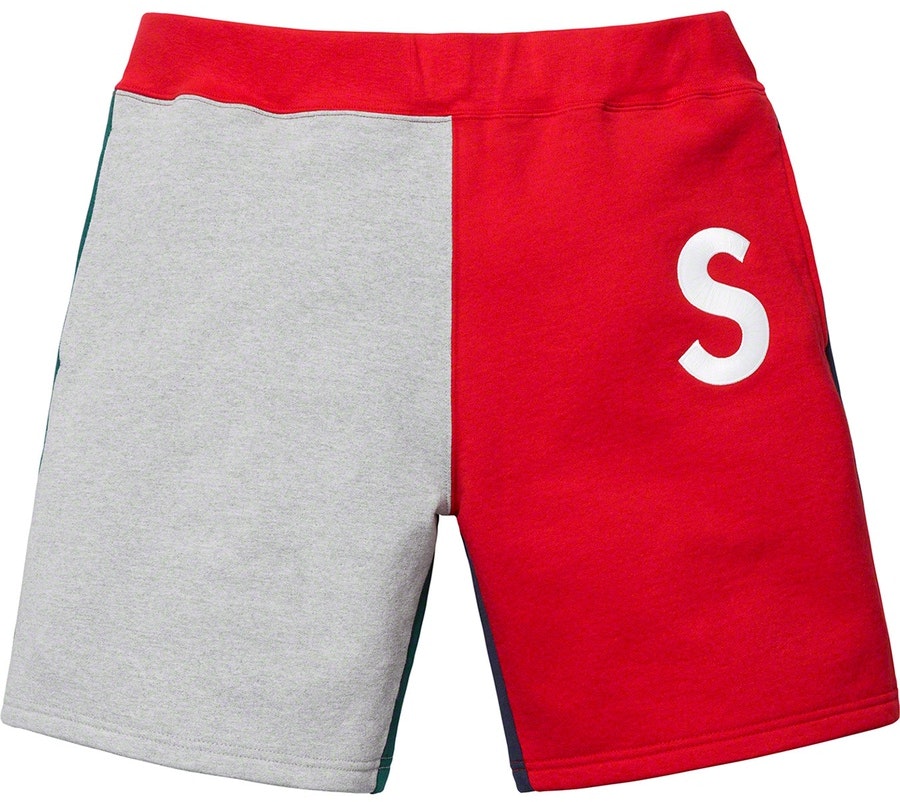 supreme-s-logo-colorblocked-sweatshorts-red