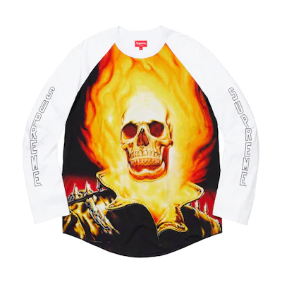 Supreme Ghost Rider Raglan L/S Top White