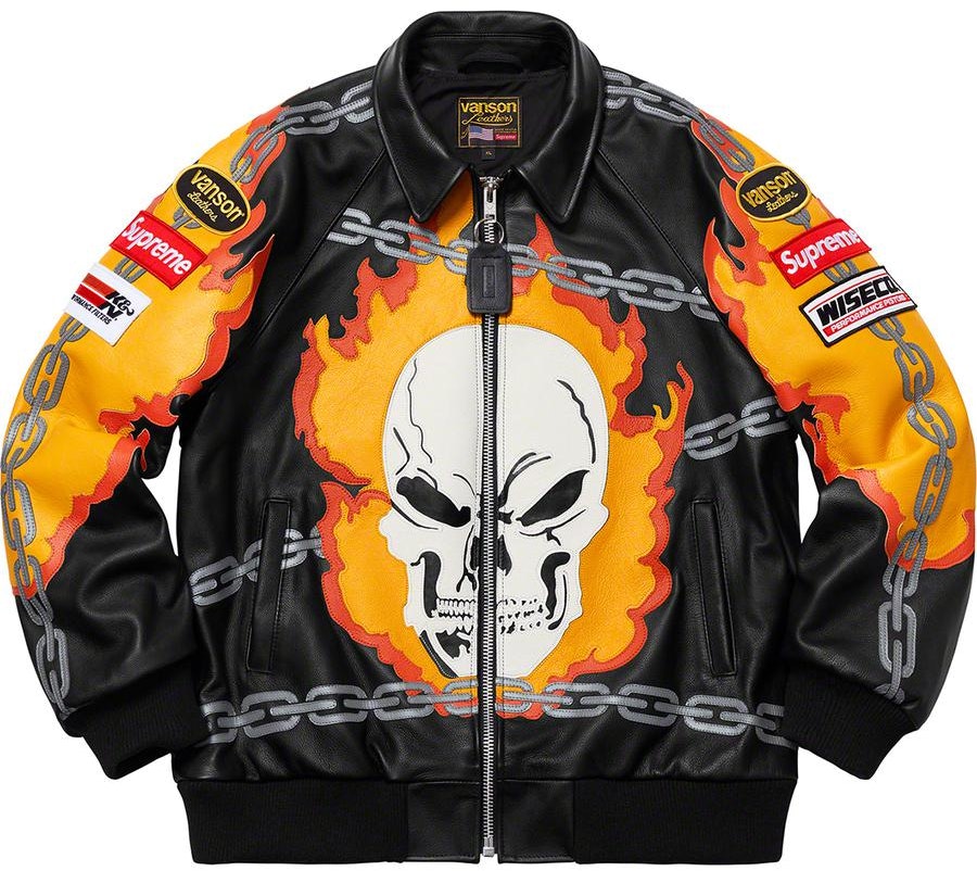 Supreme Vanson Leathers Ghost Rider Jacket Black - Novelship