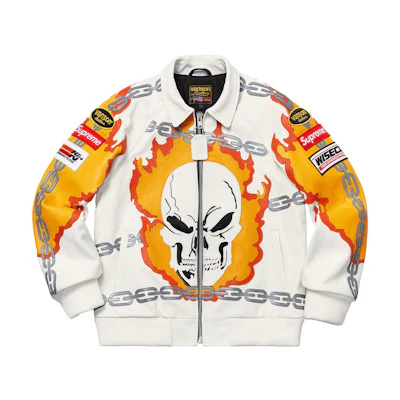 Supreme Vanson Leathers Ghost Rider Jacket White
